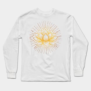 White Golden Lotus Mandala Long Sleeve T-Shirt